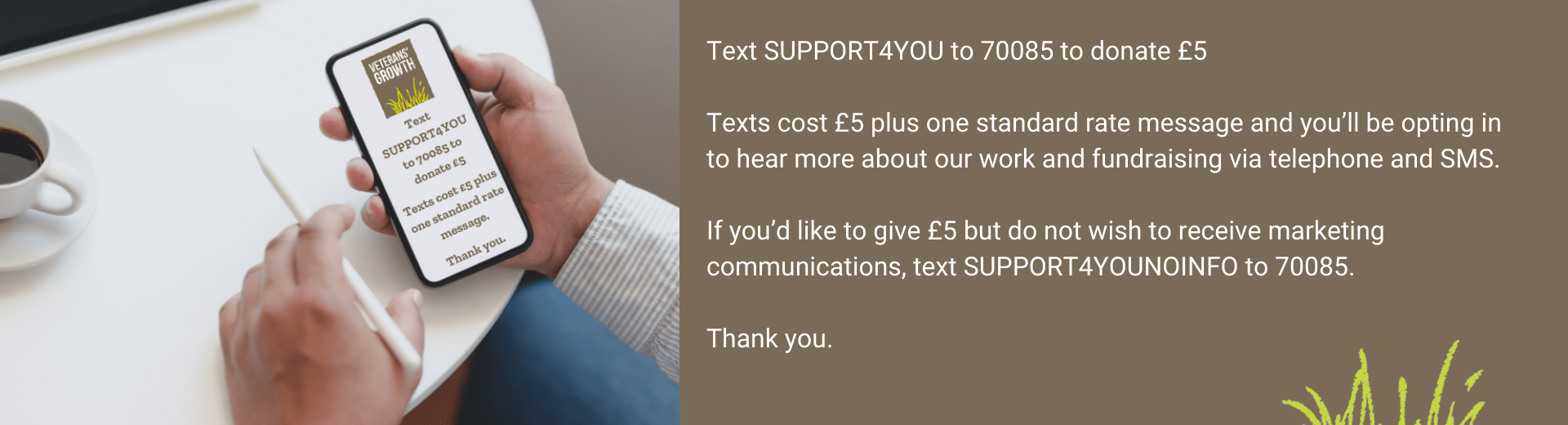 Support Us Page Text to Donate Banner 1920px x 520px